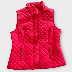 Christopher & Banks Red Quilted Vest Womens‎ Medium Full Zip Sleeveless Jacket